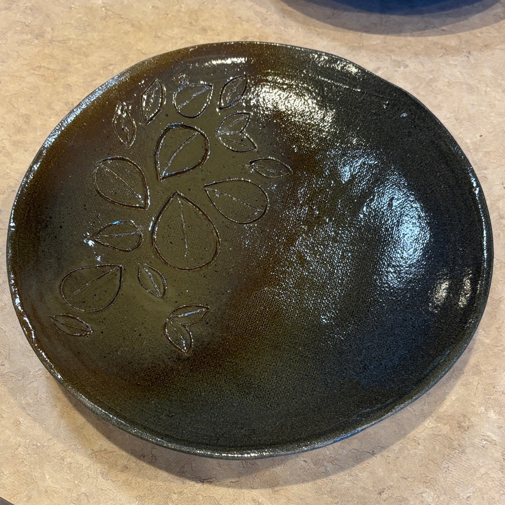 Handcrafted Ceramic Plate with Leaf Design